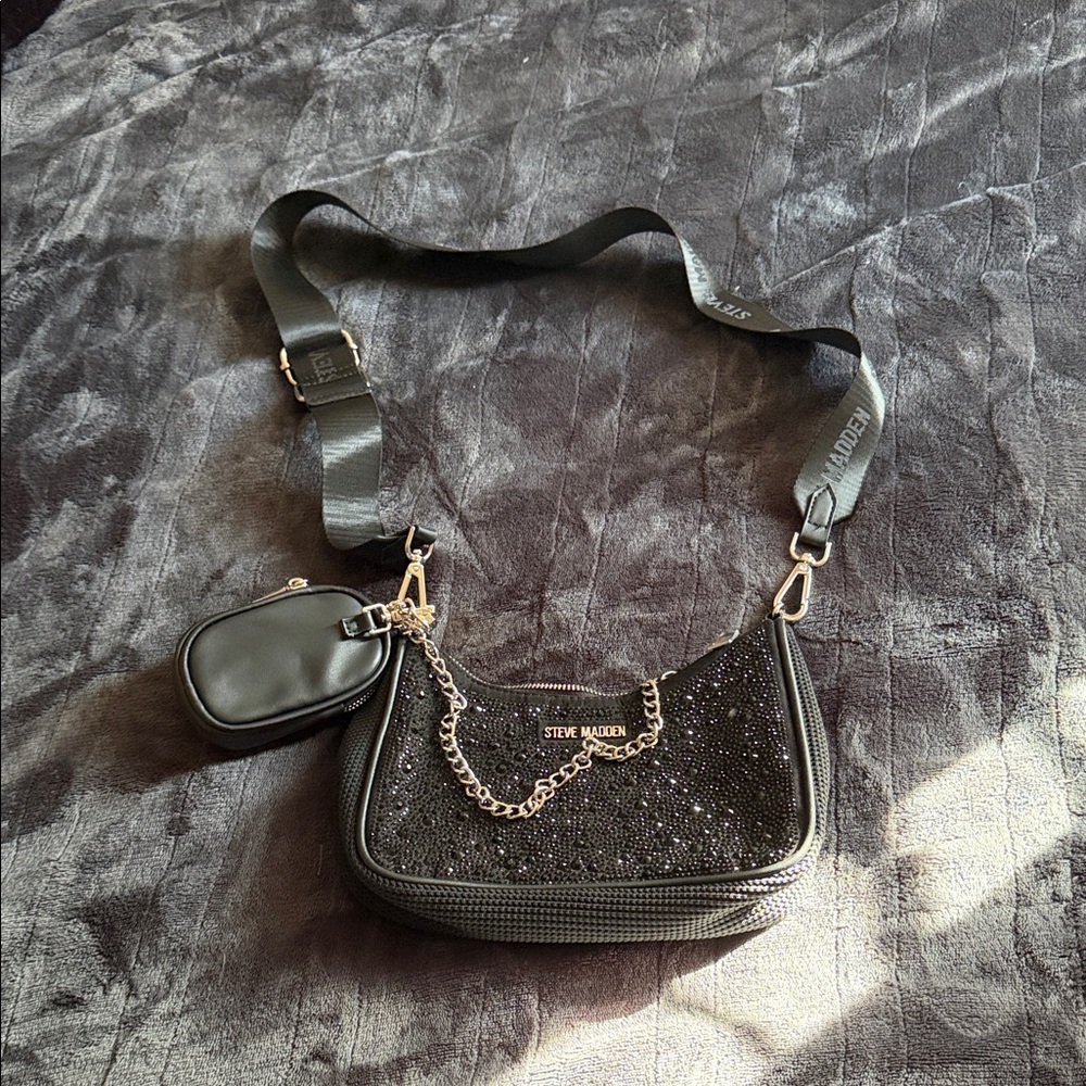 Steve Madden Black Sequin Shoulder Bag